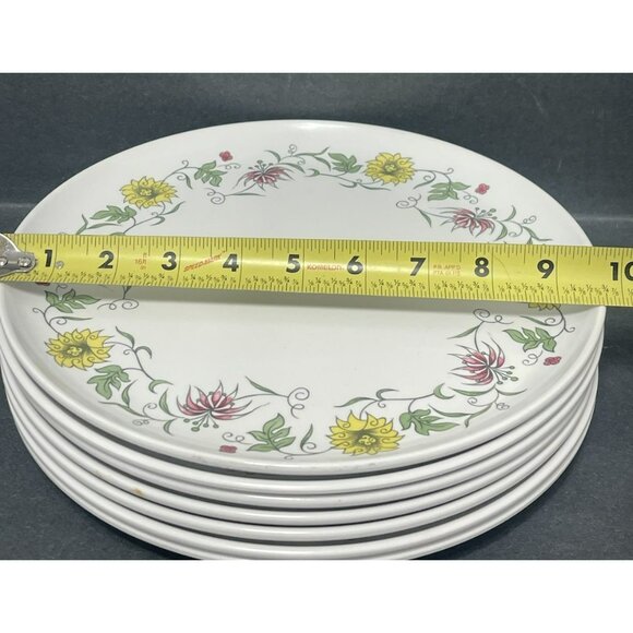 MELMAC 7 Dinner Plates Debonaire Floral Design MELAMINE Dinnerware 10 Inch - Picture 2 of 5